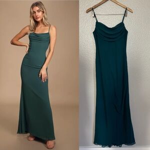 Captivated Emerald Green Cowl Neck Maxi Dress